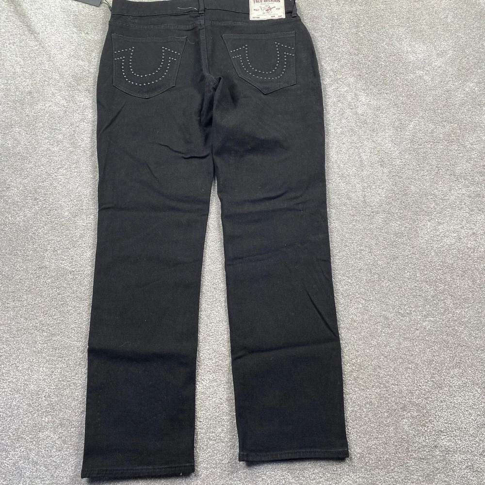 True Religion Geno Stud Slim Jeans Mens 34 Black Studded Horseshoe 700591